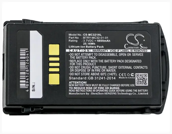 Cameron Sino 6800mAh battery for MOTOROLA MC3200 MC32N0 BTRY-MC32-01-01 BarCode, Scanner Battery