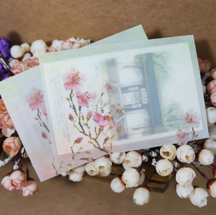 

10Pcs/Lot 12.5X17.5Cm No 3/B6 Chinese Style Vintage Peach Flower Parchment Paper Envelopes Craft Gift Envelopes