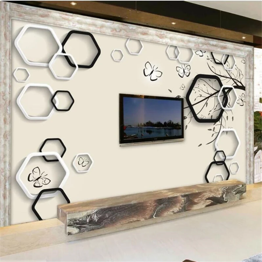 

wellyu Custom Wallpaper 3D Large Photo murals обои Living Room Backdrop Wooden Tree Hexagon papel de parede 3d wallpaper mural