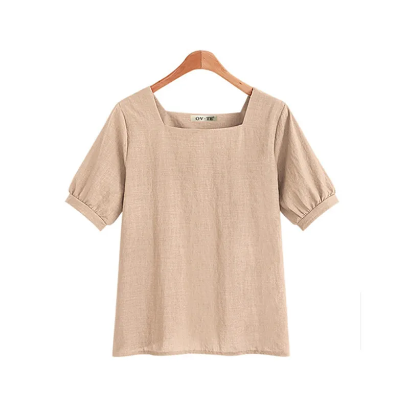 2018 sommer Baumwolle Leinen Frauen Bluse Hemd Rot Khaki Schwarz Casual Chiffon Blusen Weiche Atmungsaktive Weibliche Tops Damen Kleidung