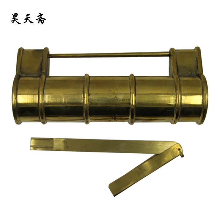 

[Haotian vegetarian] antique copper lock / bronze Chinese antique brass lock bamboo Tongsuo HTH-1333