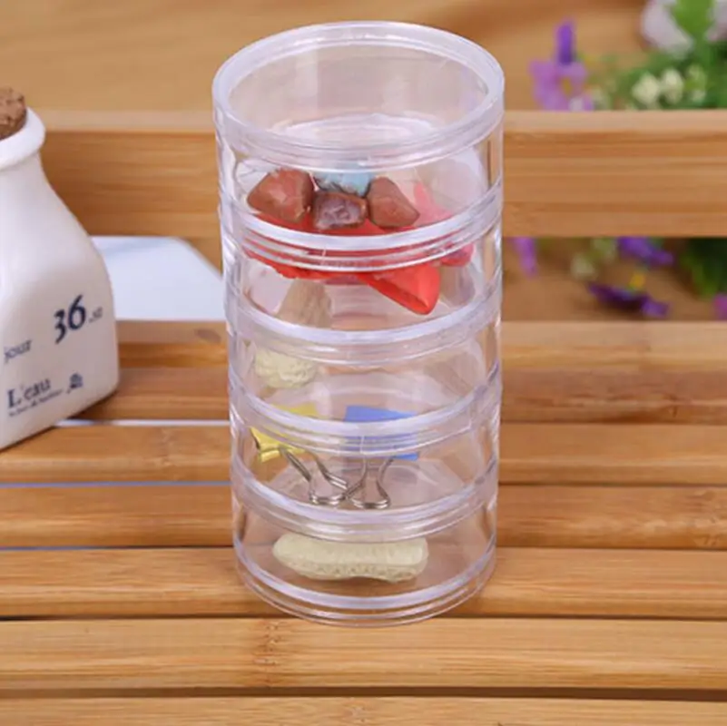 7*7*13.5cm Transparent Clear Cosmetic Storage Containers Minerals Display Makeup Stackable Jar 5 layer LX7218