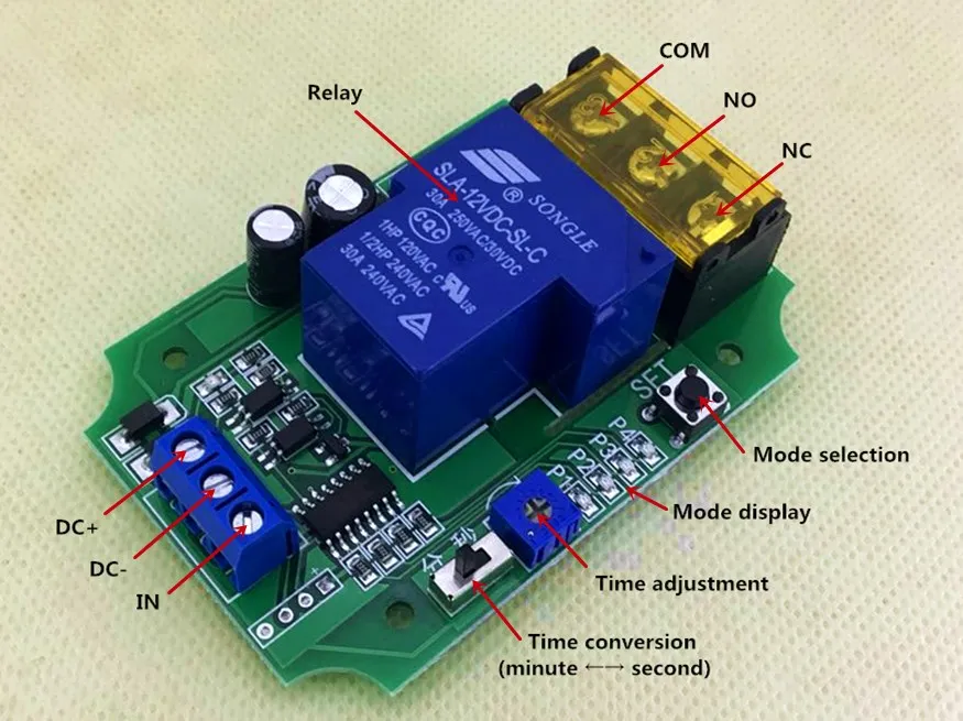 High power relay module self locking delay interrupting and switching off one key start stop switch board