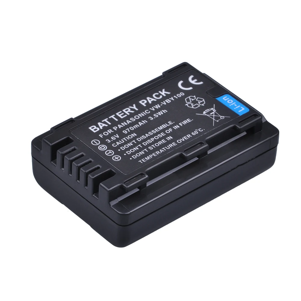 

1Pc 970mAh VW-VBY100 VBY100 Battery for Panasonic HC-V201, HC-V110, HC-V110GK, HC-V110K, HC-V110P, HC-V130, HC-V160 Cameras