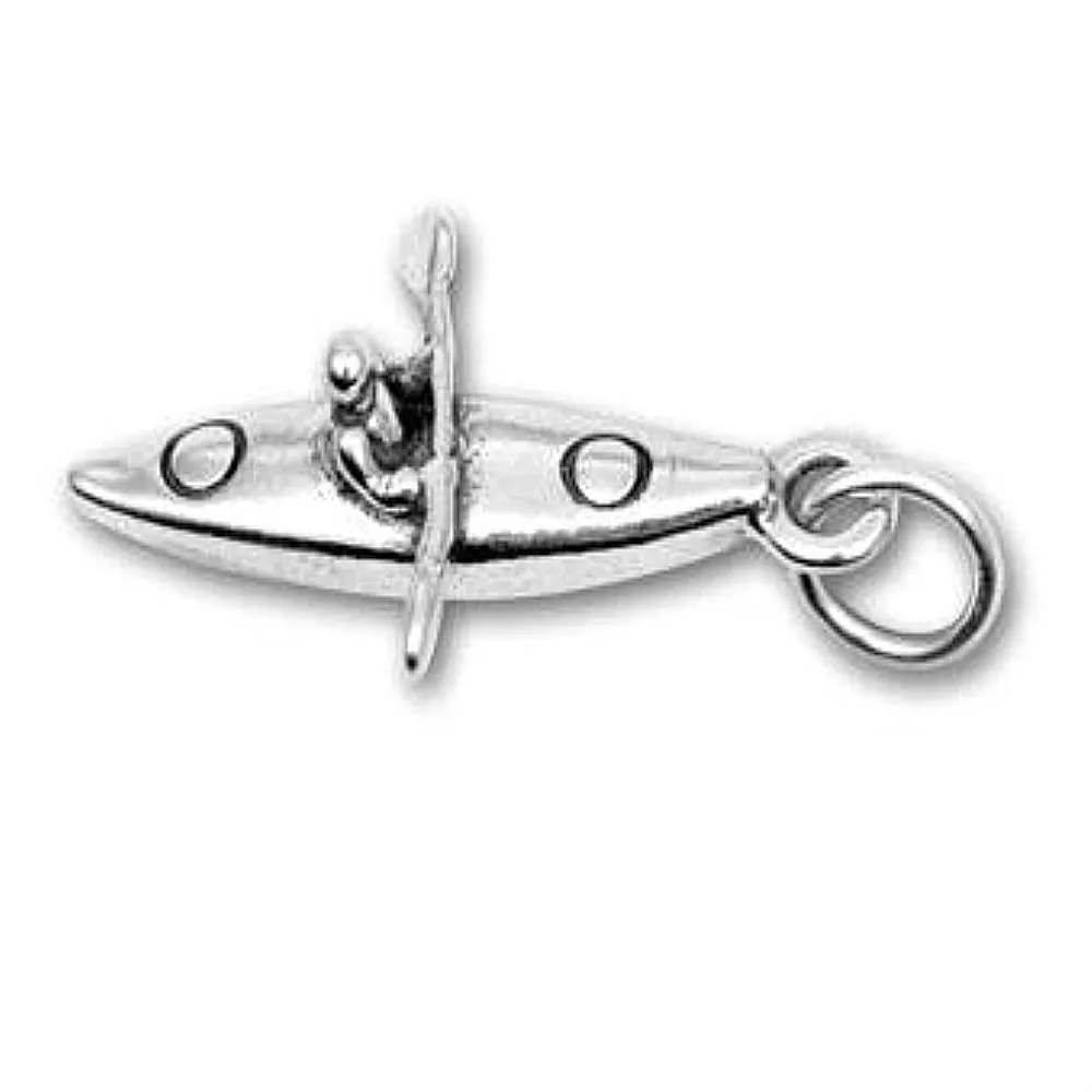 Antique Silver Plated Zinc Alloy jewelry making Accessory kayak Charm for rowboat Kayaker Gifts