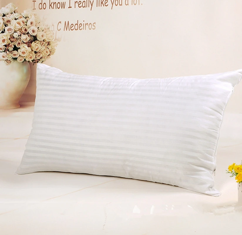 Super Soft Comfortable Silk Pillow Adults Neck Pillow Bedding Striped 100%Cotton Cover 48x74cm/66x66 cm Sleep Partner 1pc