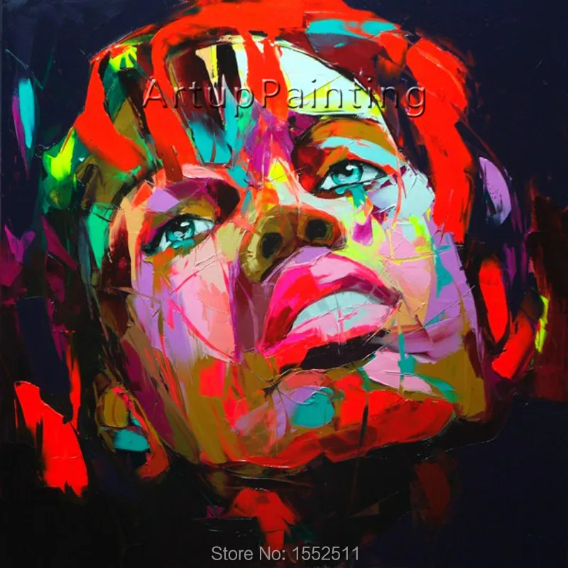 

Palette knife painting portrait Palette knife Face Oil painting Impasto figure on canvas Hand painted Francoise Nielly 0610-40