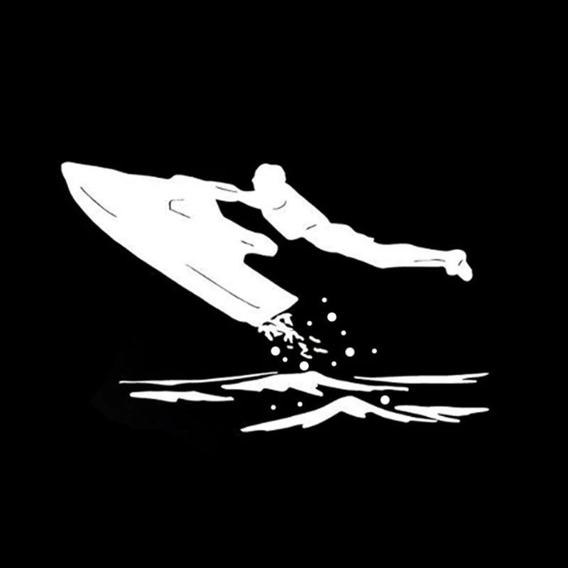 YJZT 14.6CM*9.2CM Interesting Jet Extreme Ski At Sea Silhouette Sports Decal Vinyl Car Stickers