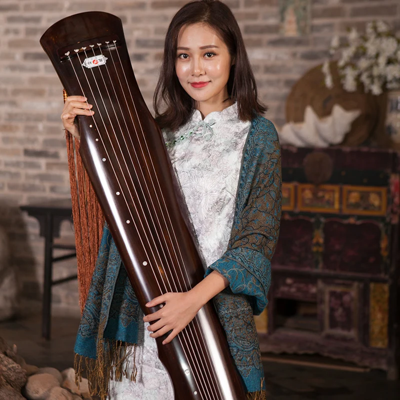 Chinese Guqin Fuxi-type Old Fir Solid Wood Guqin Beginner High-end Performance Level 7 Strings Ancient Zither with Accessories