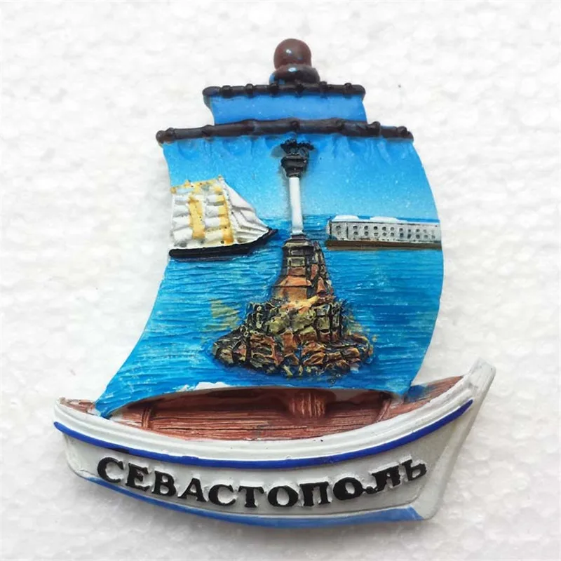 

Russia Resin 3D Fridge Magnets Sailboat Shaped Sevastopol Refrigerator Magnetic Stickers Home Decoration