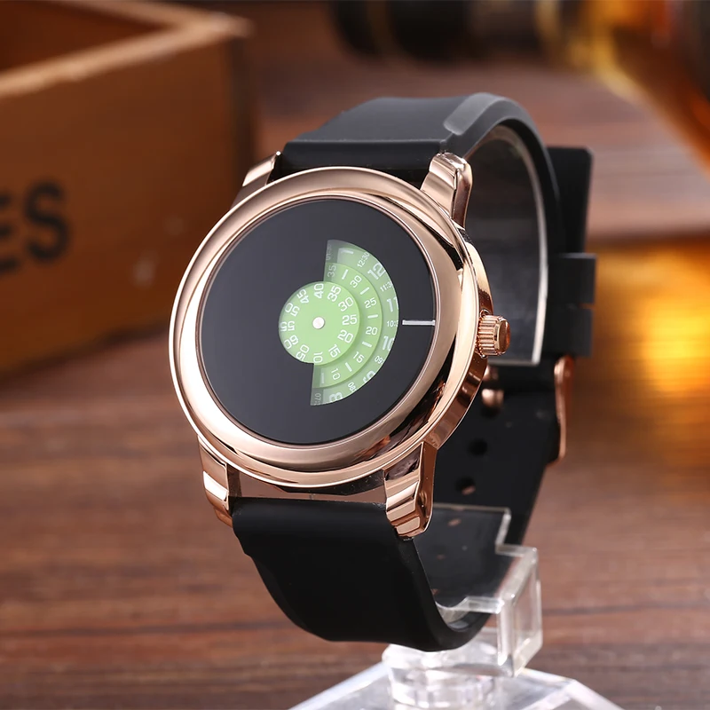 Creative Design Wristwatch Camera Concept Brief Simple Elegant Design Special Digital Discs Hands Fashion Turntable Men\'s Quartz