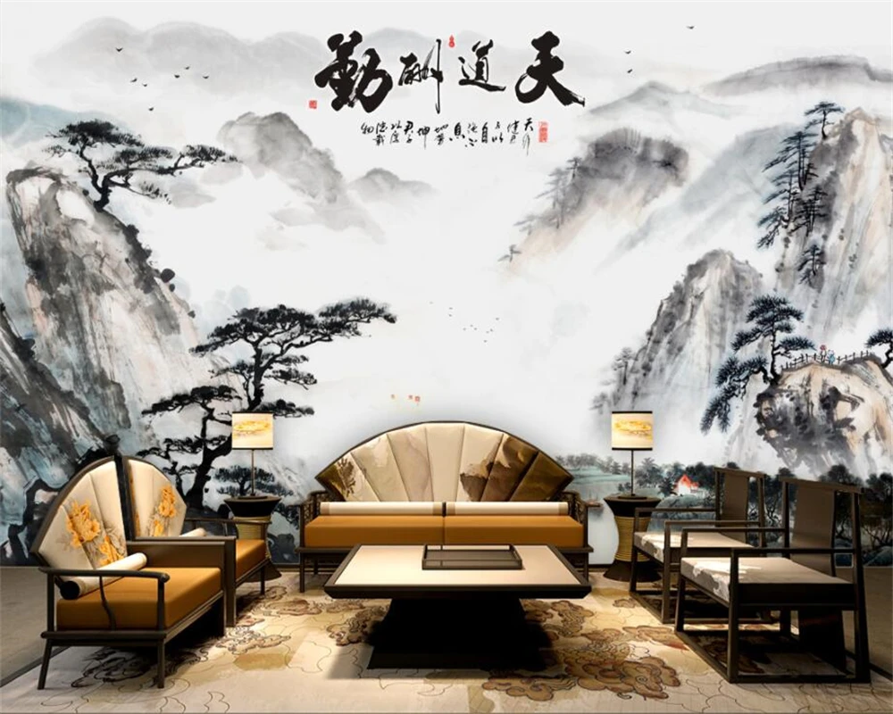 

beibehang Custom Wallpaper Home Furnishings Murals Tiandaoqin Water Ink Landscape TV Wall Background Wall mural 3d wallpaper