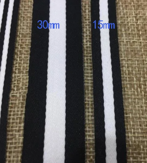 10mm 15mm 25mm 30mm wide webbing 3yards black white  Striped polyester Webbing twill yarn for the sewing belt Bag handle deco