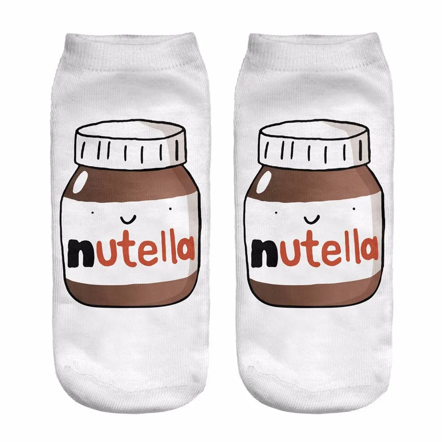 nutella funny socks  3D  Printed short  femme cute  korean socks