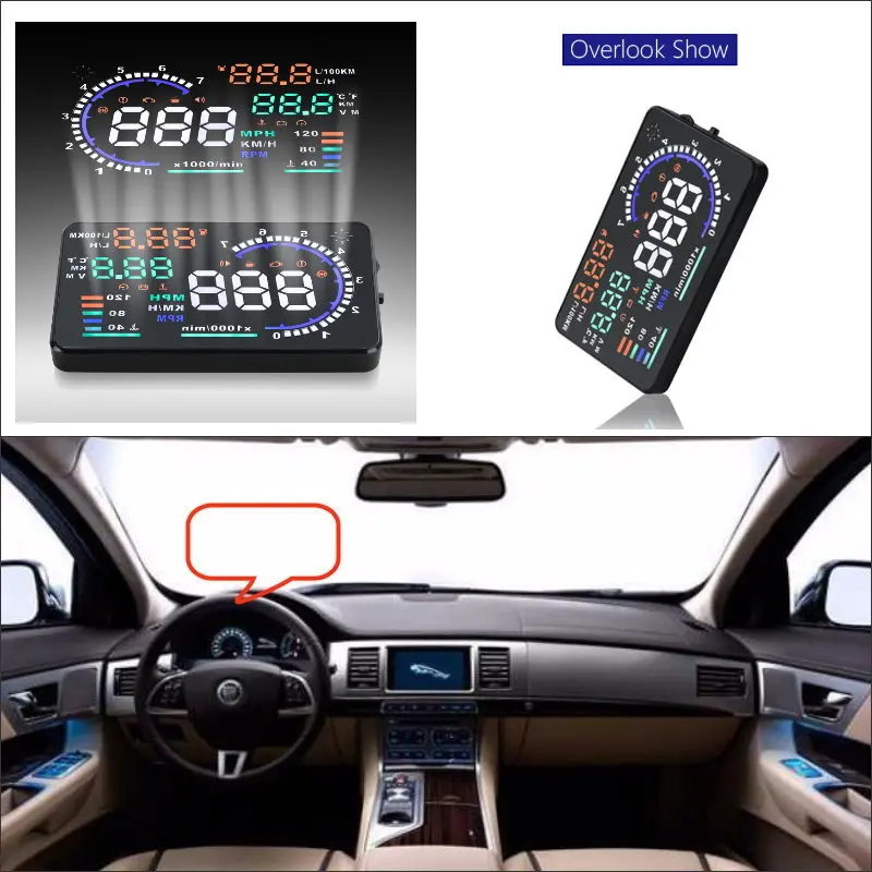 

Автомобильный HUD Дисплей для Jaguar F-Type/S-Type/X-Type/XF/XFR/XJ/XK Автомобильный Электронный HUD Дисплей проектор Refkecting лобовое стекло