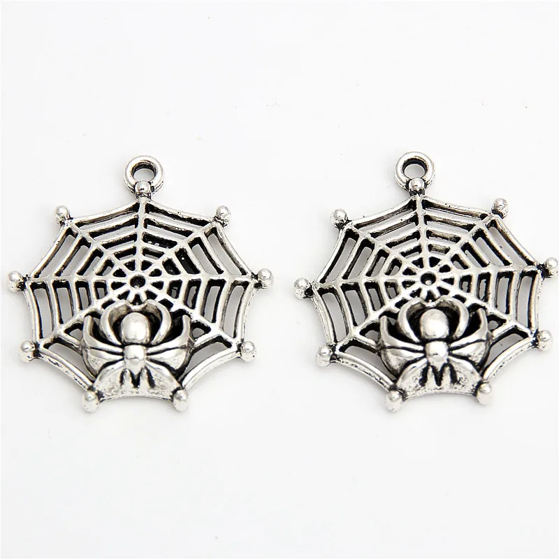 10pcs  Silver Color Cobweb Charms Spider Web Pendant For Jewlry Making A2952