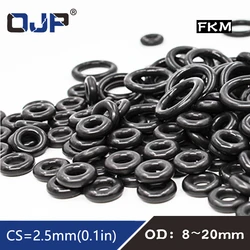 10PCS/lot Fluorine rubber Ring Black FKM Seal OD8/9/10/11/12/13/14/15/16/17/18/19/20*2.5mm Rubber O-Ring Seal Oil RingGaskets.-.