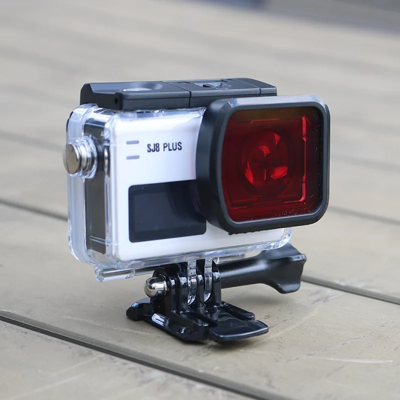 SJCAM SJ8ซองกันน้ำ/Shell ฝาปิดเลนส์กรอง/ดำน้ำกล่อง/สีแดงกรอบสำหรับ Sj8 Pro/plus Action อุปกรณ์เสริมกล้อง