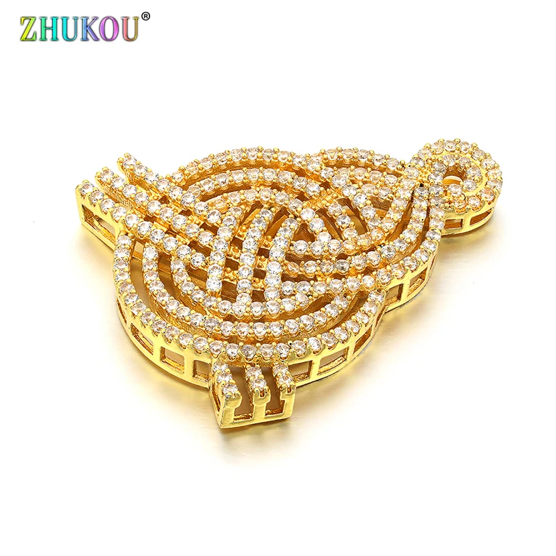 35*43mm Brass Cubic Zirconia Charms Connectors DIY Jewelry Bracelet Necklace Making, Model: VS271