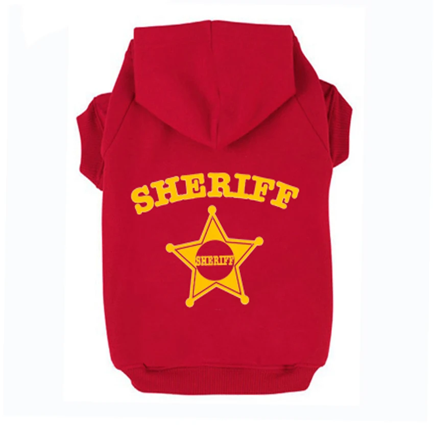 SHERIFF Star Printed Pet Puppy Dog Clothes Hoodies Jumpers Tracksuits for Chihuahua Teacup Care and Large Dogs