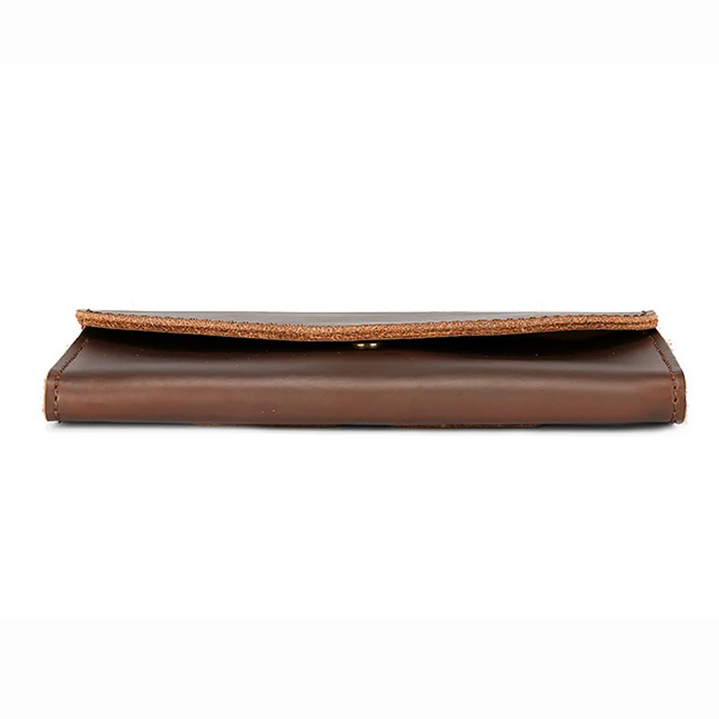 Vintage Long Mens Wallets Cow Leather Hasp Men Wallet  Luxury Designer Male Phone Purse Money Bag Brown Color
