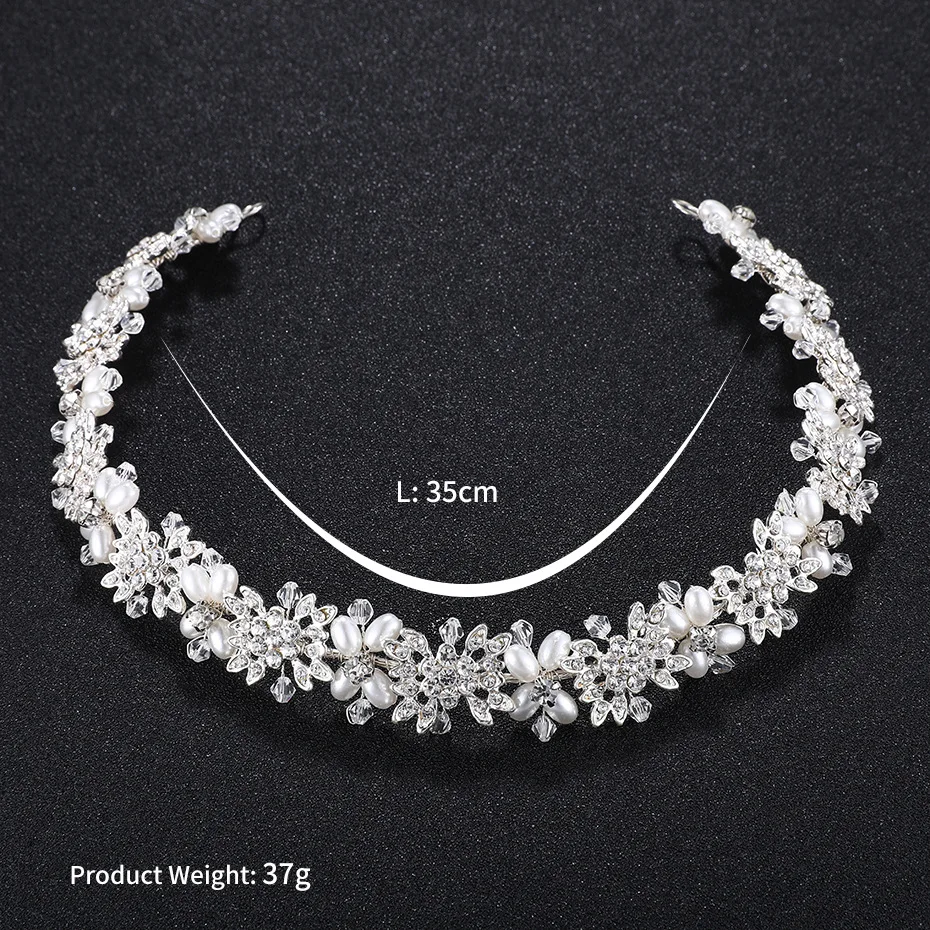 Luxury Clear Crystal Bridal Hair Vine Pearls Wedding Hair Jewelry Accessories Headpiece Women Rhinestone Pageant Crown Headbands