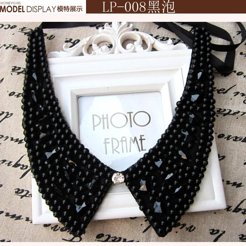 Vintage black lace beaded collar choker collar necklace fake collar women \'s clothing accessories sweet false collar