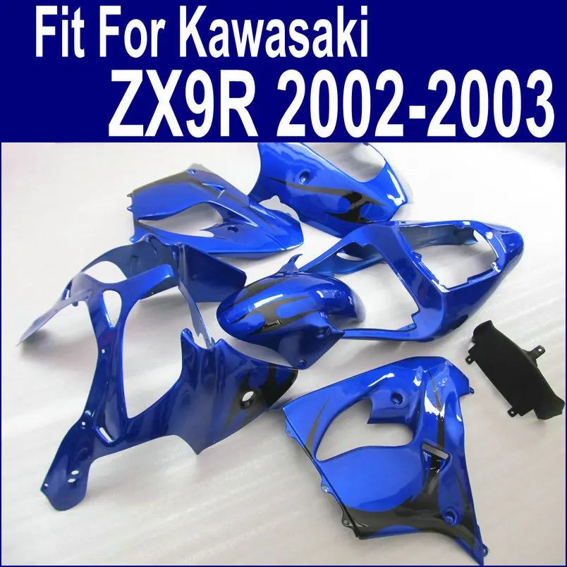 Bodywork ABS plastic fairing kit for Kawasaki ZX9R 02 03 blue black fairings set ZX9R 2002 2003 EO38