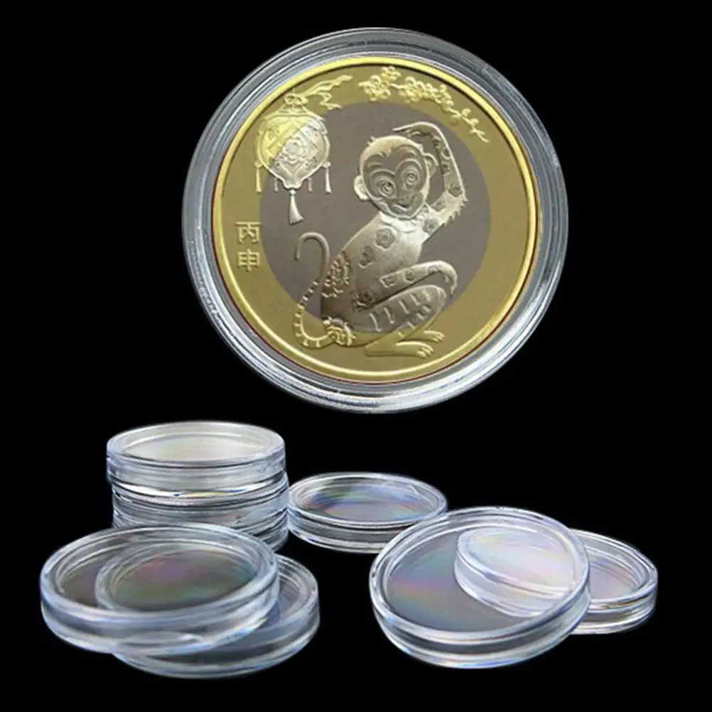 10Pcs Storage Boxes Applied Clear Round Cases Coin Storage Lighthouse Plastic Capsules Coin box Display Cases dia 27/35/45mm