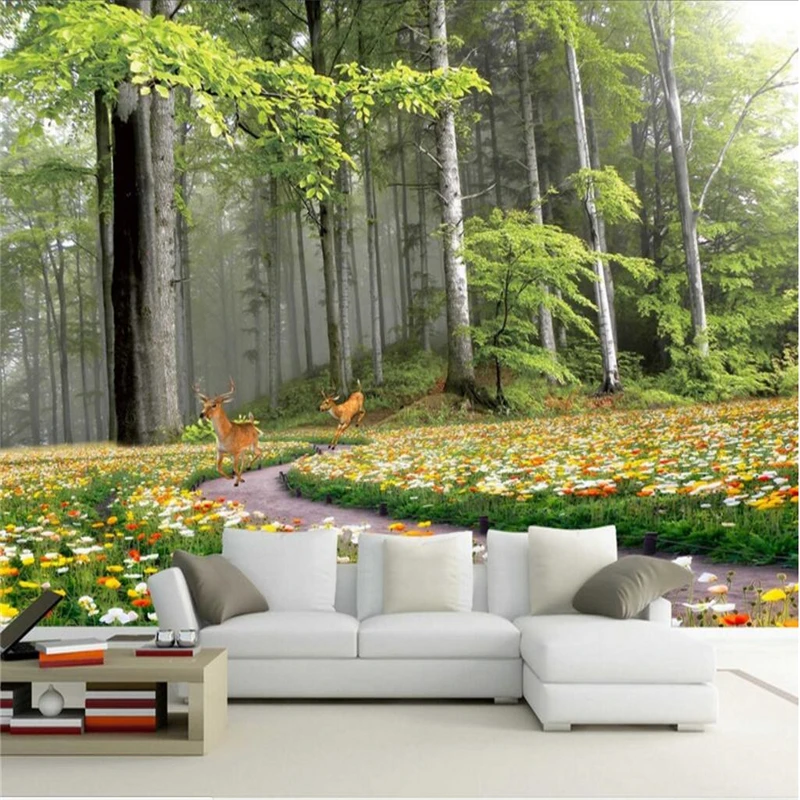 

beibehang Custom Photo Wallpaper Wall Stickers 3D Mural Nature Forest 3D TV Backdrop papel de parede wallpaper for walls 3 d