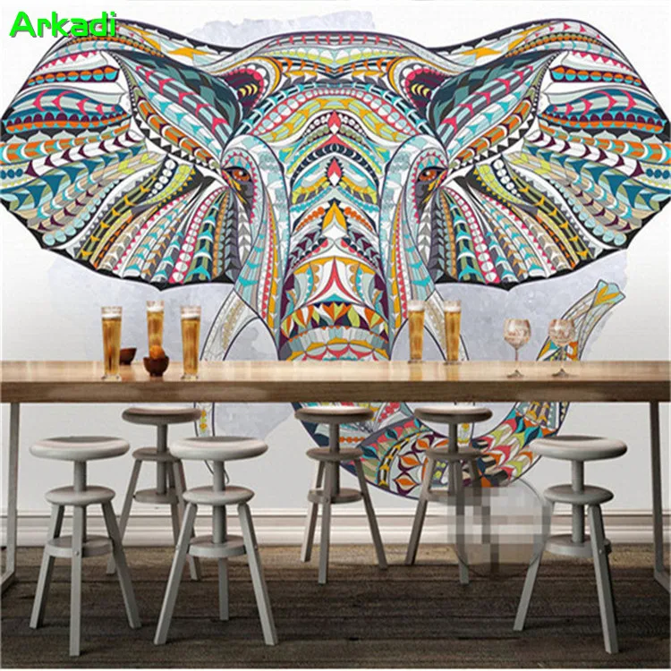 Hand-painted animal elephant minority style modern minimalist wallpaper 3D custom wallpaper wall art decoration