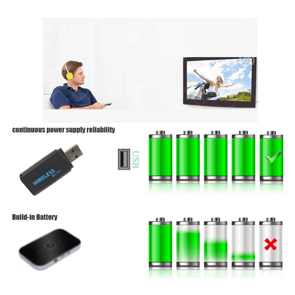 Trasmettitore Bluetooth VAORLO Audio Stereo portatile 4.2 adattatore USB Wireless per TV PC Computer a cuffie/altoparlanti Bluetooth