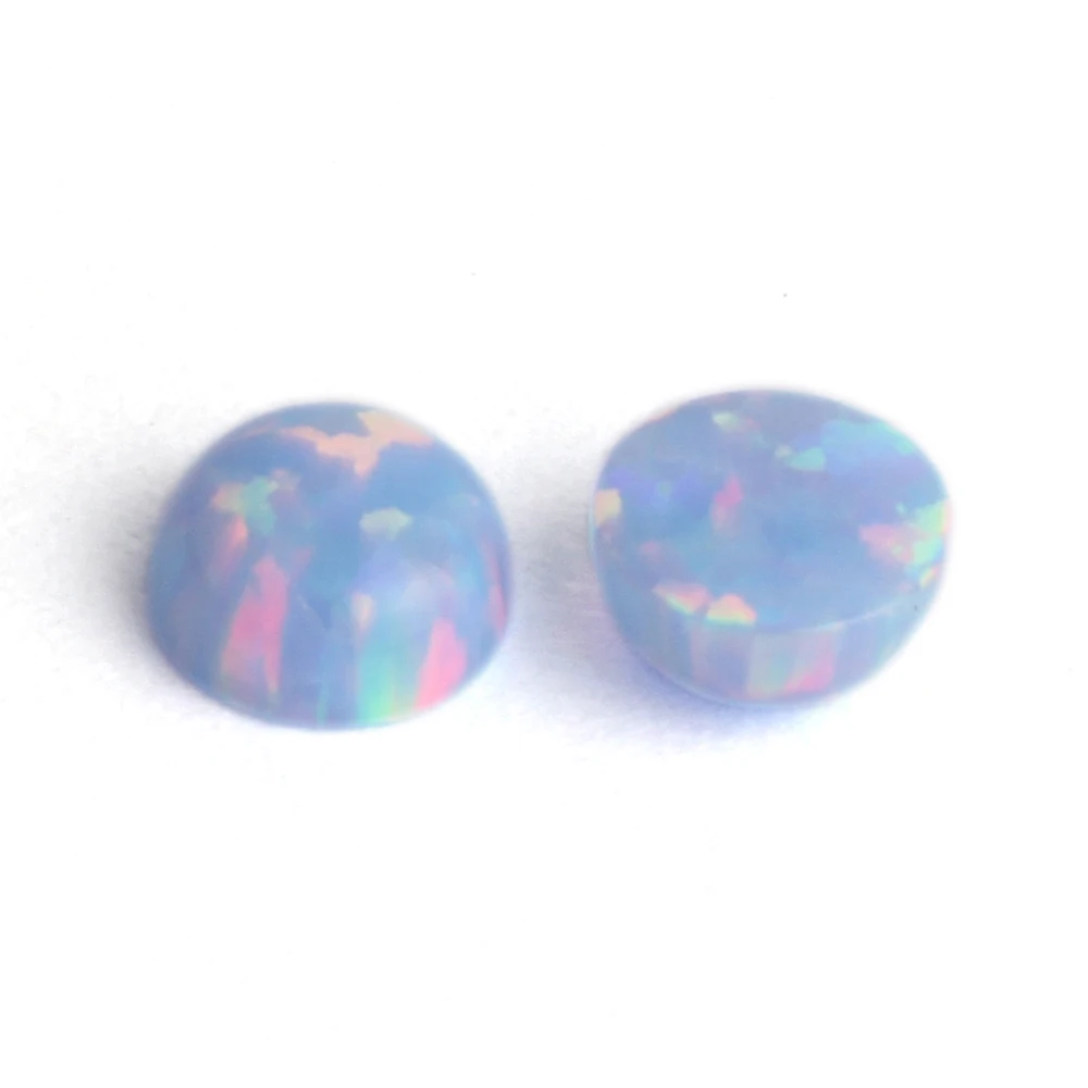 1.5~10.0mm Round Cabochon Flat Bottom Loose Light Blue(OP26) Synthetic Opal Stone