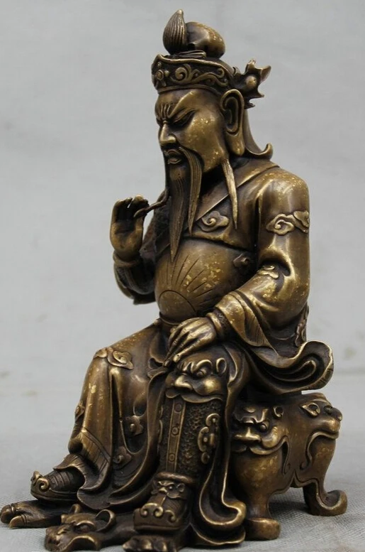 song voge gem S1697 9 Chinese Purple Bronze seat Guan Gong Yu Warrior God warrior knight Statue