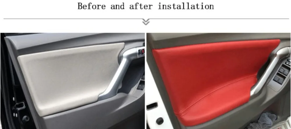 4PCS Microfiber Front/Rear Door Panel Armrest Leather Cover Protective Trim For Toyota Verso 2009-2015 with Mount Fittings