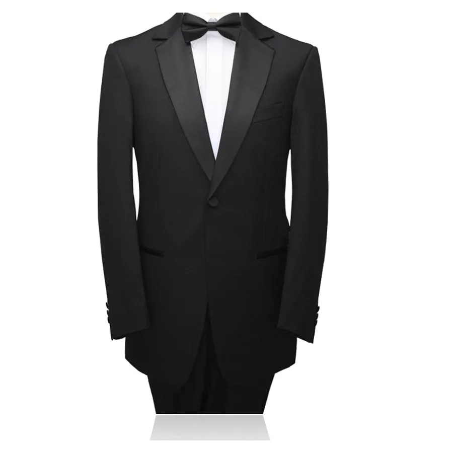 

Fashion Design Classic Black Groom Tuxedo Custom Made Tuxedo Wedding Suits For Men Suit Tailored Notch Lapel in Black Satin 2021