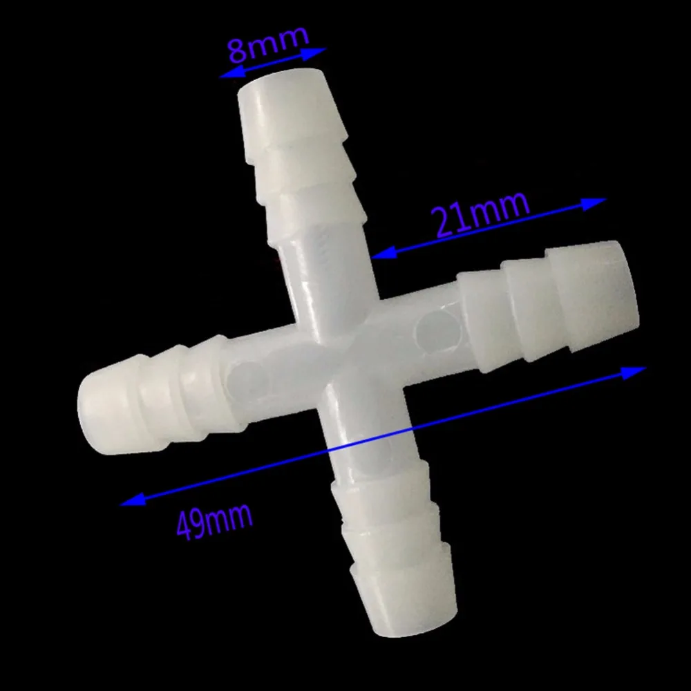 20pcs 8mm 4 way cross barb tee connector water splitter irrigation fitting for garden hose garden watering system greenhouse