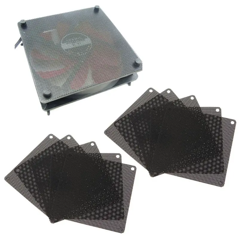 10PCS 120MM PVC Fan Staub Filter PC Staubdicht Fall Cuttable Computer Mesh Abdeckung Schwarz