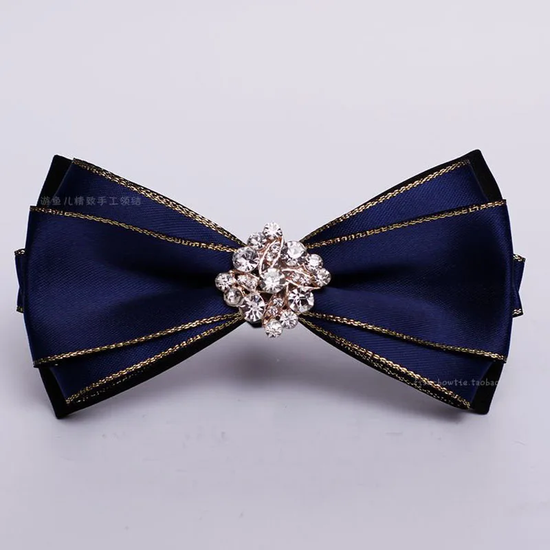 

Free Shipping New Male fashion mans Original design handmade stereo gold edge wedding groom dress upscale men's bow tie