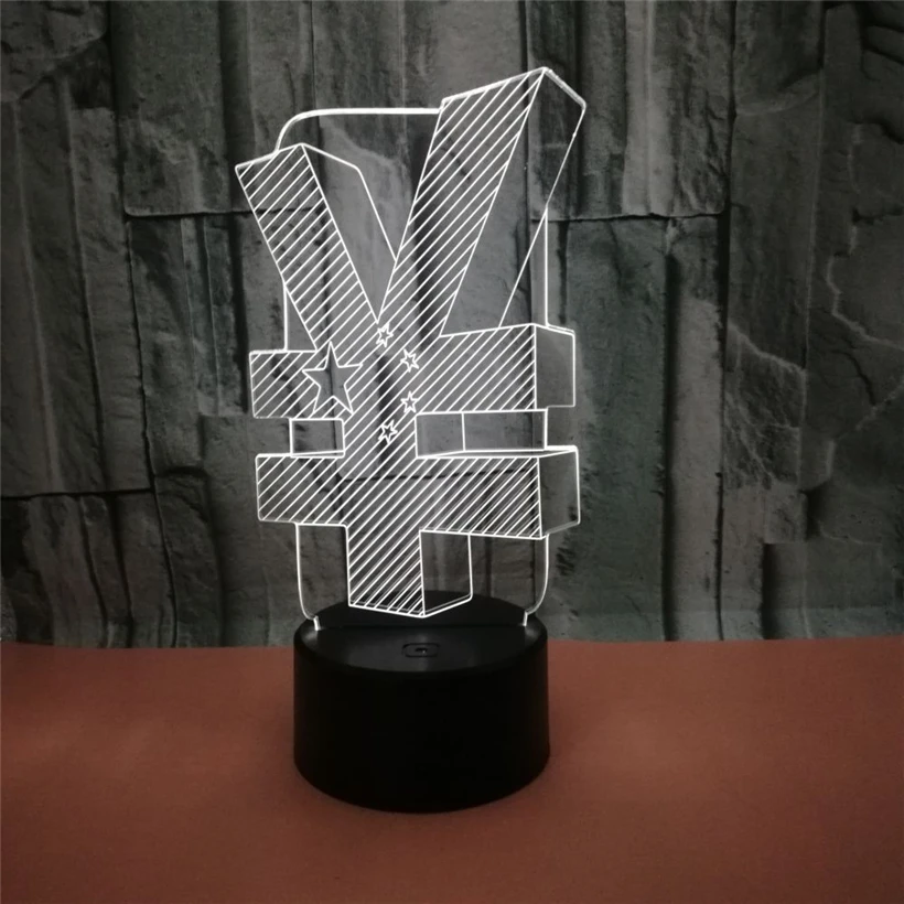 2018 Creative 3D Monetary Symbol Night Light 7 Colors Gradient Dimmable Eye Protection Shop Money Symbol LED Table Lamp
