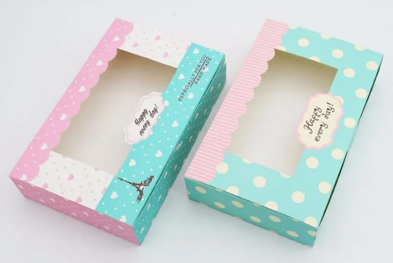 10 Pcs Cheese Cake Paper Box Cookie Candy Biscuit Packaging Box Container with Clear Window