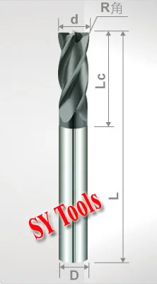 

4pcs corner radius End Mills HRC 60 CNC solid carbide milling tools cutters