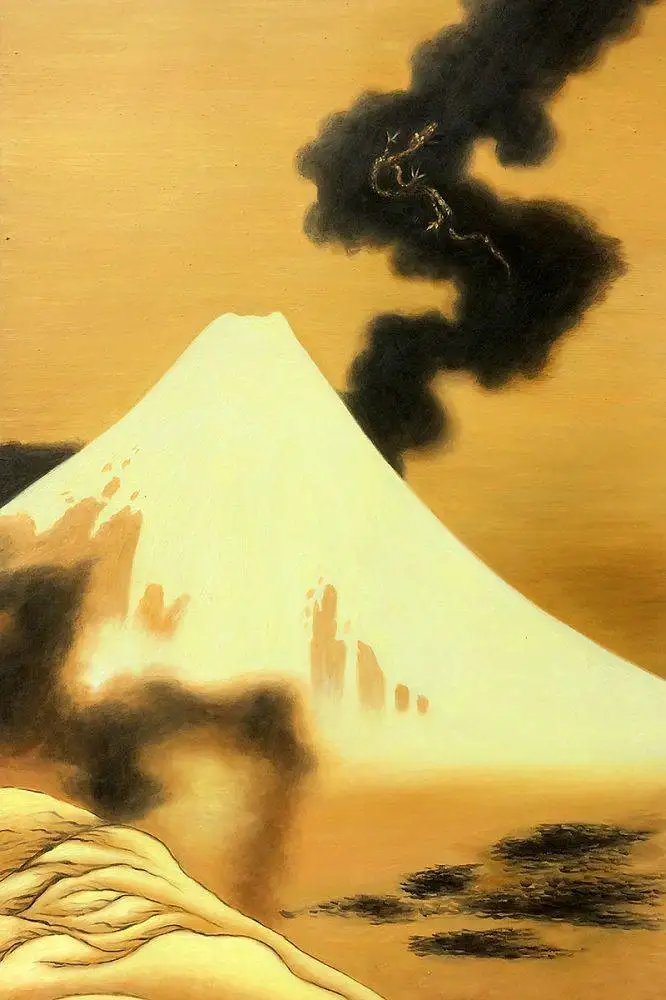 

Japanese Landscape Wall Art Picture Oil Painting The Dragon of Smoke Escaping from Mt Fuji by Katsushika Hokusai Hand Painted