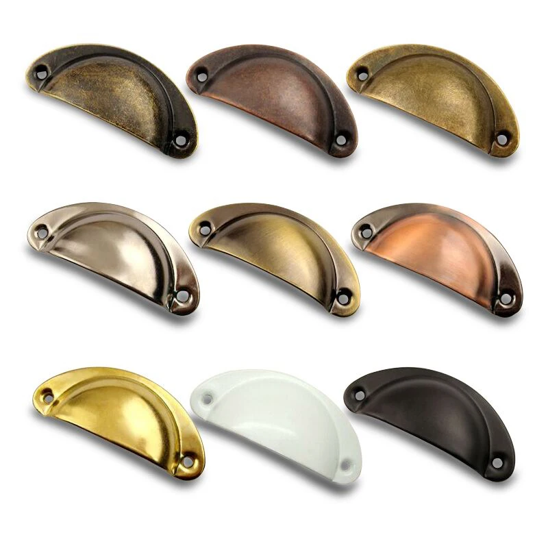 JD 2pcs 82mm Drawer Shell Handle Metal Retro Handle Semi-circular Medicine Cabinet Handle Home Decoration Vintage Handle