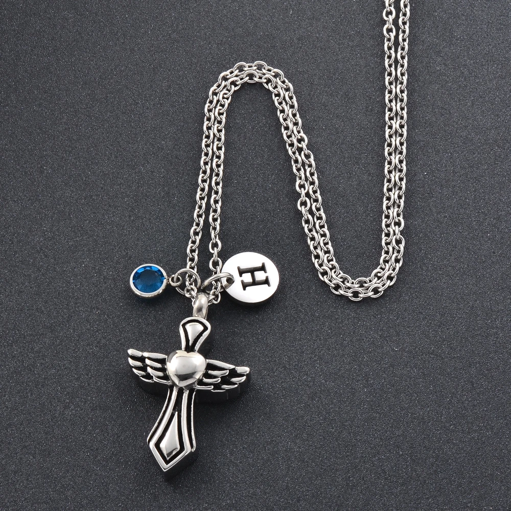 Cross Shape Stainless Steel Urn Cremation Urn Pendant Keepsake Vintage Urn Necklace Custom Cremation Jewelry Necklace for Ashes