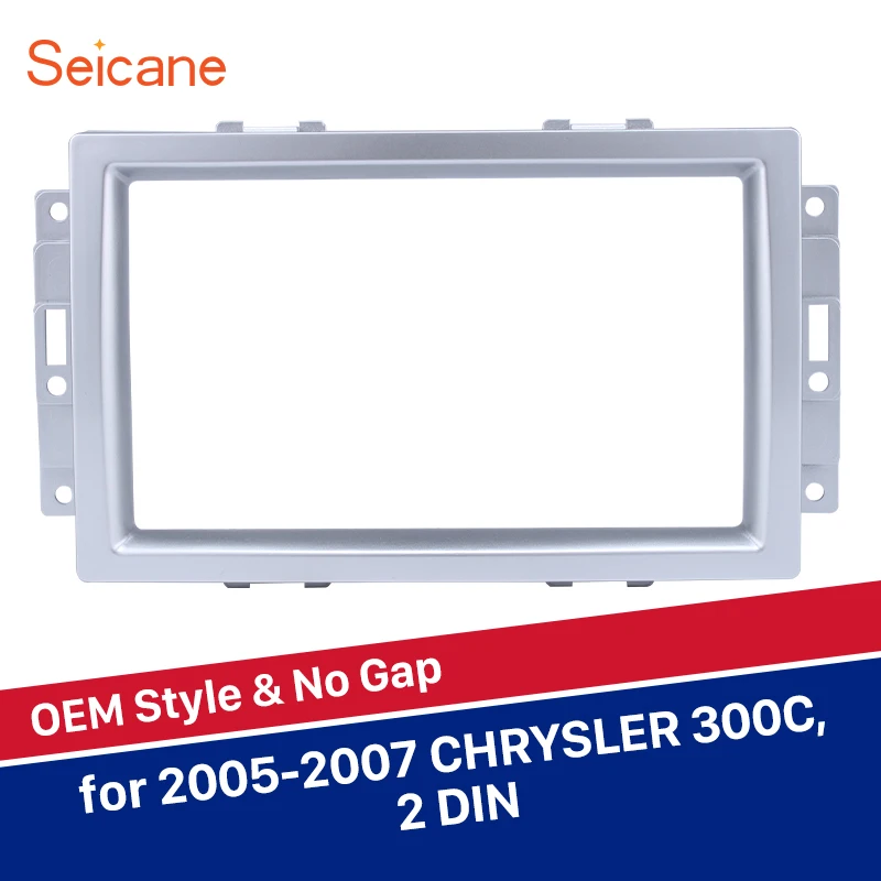 Seicane 2 DIN 173*98/178*100/178*102mm fitting Frame Car Radio DVD Player Panel Fascia For Chrysler 300C Silver