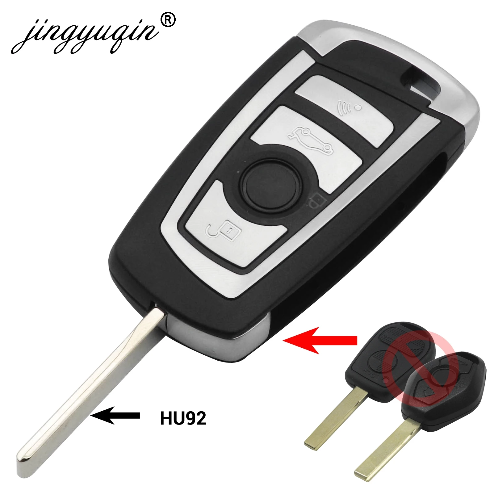 jingyuqin EWS Modified Flip Remote Key 4 Button 315MHz/433MHz PCF7935AA ID44 Chip for BMW E38 E39 E46 M5 X3 X5 Z3 Z4 HU58 HU92