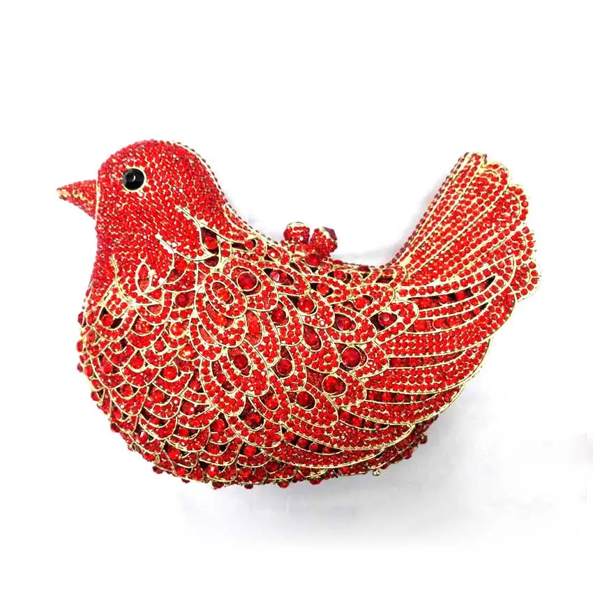 Luxury Handcraft Diamond Crystal Evening Bag Rhinestone Animal Bird Evening Clutch Bag for Party Lady Bling Wedding Purse