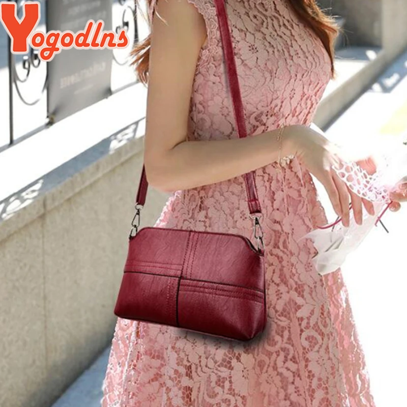 Yogodlns Casual PU Leather Women Crossbody Bag Shoulder Messenger Bags For Female Mother Small Phone Purse Bags High Quality