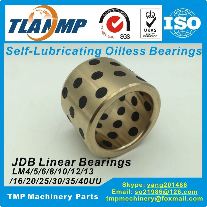 JDB linear graphite copper bearings copper bushing oilless self-lubricating bearings-LM4/5/6/8/10/12/13/16/20/25/30/35/40UU